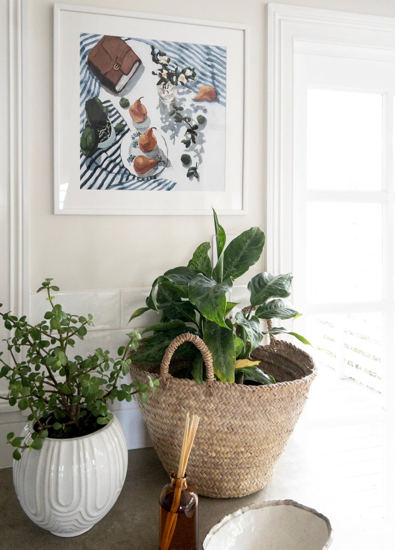 White Camellias,pears and Journal